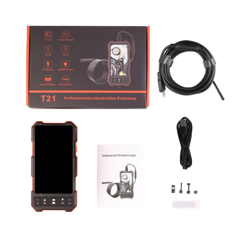 T21 4.5 inch IPS Color Screen 5.5mm Dual Camera Split Hard Cable Industrial Endoscope, Length:5m(Black Red) -  by PMC TechLife | Online Shopping South Africa | PMC TechLife | Buy Now Pay Later Mobicred