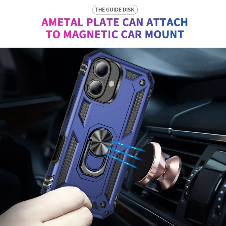 For iPhone 16 Shockproof TPU Hybrid PC Phone Case with Holder(Blue) - iPhone 16 Cases by PMC Jewellery | Online Shopping South Africa | PMC Jewellery | Buy Now Pay Later Mobicred