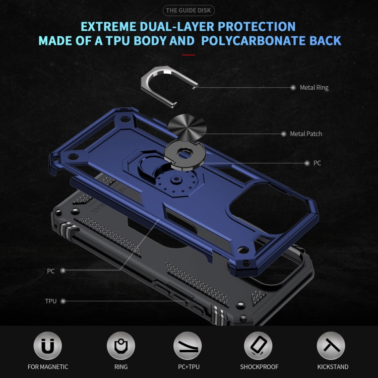 For iPhone 16 Pro Shockproof TPU Hybrid PC Phone Case with Holder(Blue) - iPhone 16 Pro Cases by PMC TechLife | Online Shopping South Africa | PMC TechLife | Buy Now Pay Later Mobicred