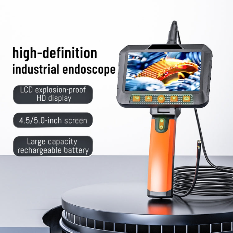 T27 5 inch IPS Color Screen 5.5mm Dual Camera Handheld Hard Cable HD Industrial Endoscope, Length:2m(Orange Black) -  by PMC Jewellery | Online Shopping South Africa | PMC Jewellery | Buy Now Pay Later Mobicred