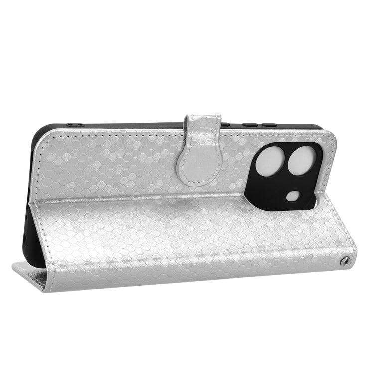 For Blackview Wave 6C Honeycomb Dot Texture Leather Phone Case(Silver) - More Brand by PMC Jewellery | Online Shopping South Africa | PMC Jewellery | Buy Now Pay Later Mobicred