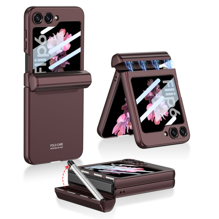 For Samsung Galaxy Z Flip6 GKK Integrated Magnetic Full Coverage Flip Phone Case with Pen Box+Pen(Wine Red) - Galaxy Z Flip6 5G Cases by GKK | Online Shopping South Africa | PMC Jewellery | Buy Now Pay Later Mobicred