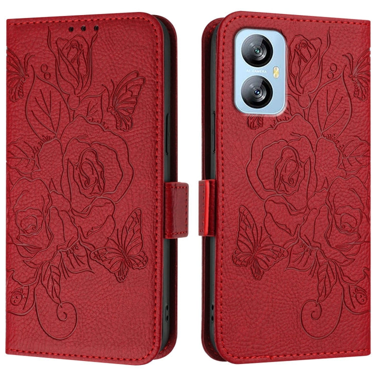 For Blackview A52 Embossed Rose RFID Anti-theft Leather Phone Case(Red) - More Brand by PMC Jewellery | Online Shopping South Africa | PMC Jewellery | Buy Now Pay Later Mobicred