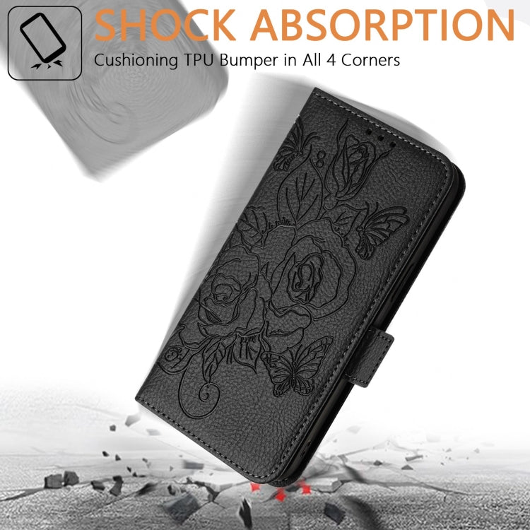 For Blackview A52 Embossed Rose RFID Anti-theft Leather Phone Case(Black) - More Brand by PMC Jewellery | Online Shopping South Africa | PMC Jewellery | Buy Now Pay Later Mobicred