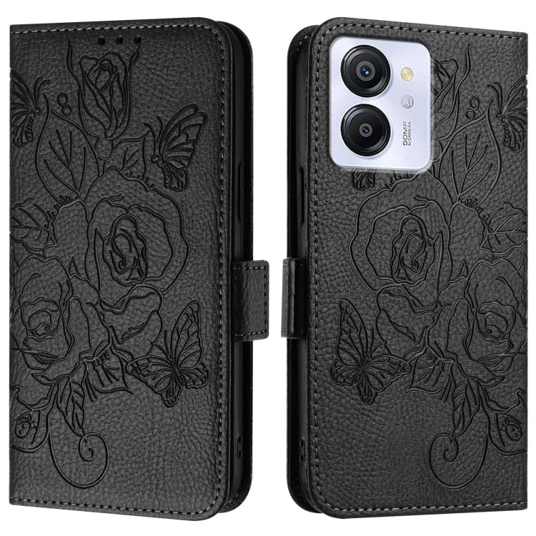 For Blackview Color 8 / Oscal Modern 8 Embossed Rose RFID Anti-theft Leather Phone Case(Black) - More Brand by PMC Jewellery | Online Shopping South Africa | PMC Jewellery | Buy Now Pay Later Mobicred