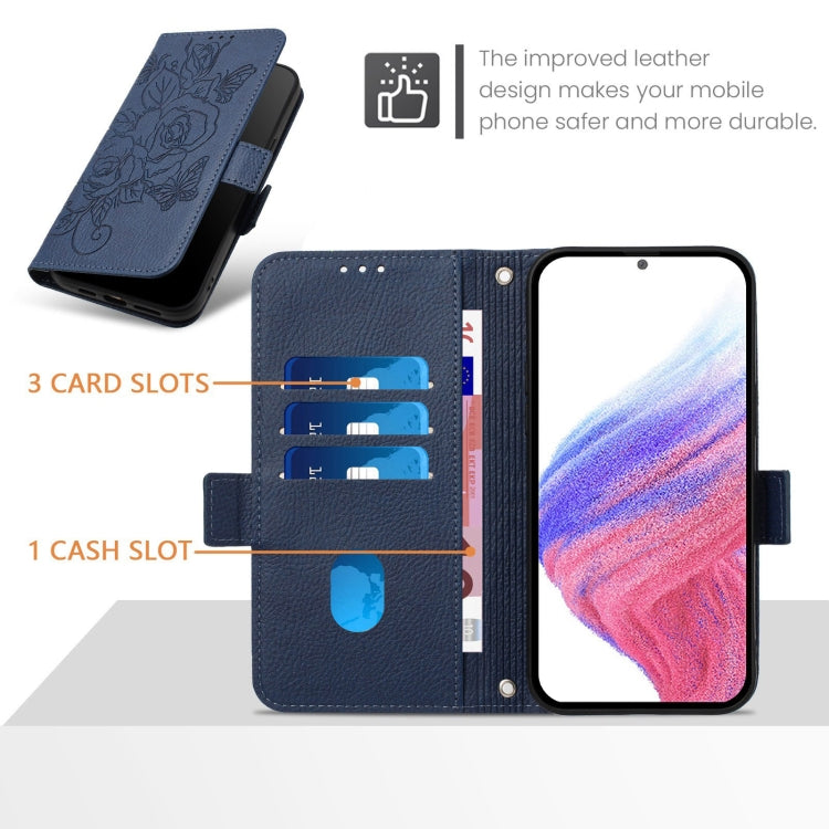 For Ulefone Note 14 Embossed Rose RFID Anti-theft Leather Phone Case(Dark Blue) - free shipping - PMC Jewellery - Order now!