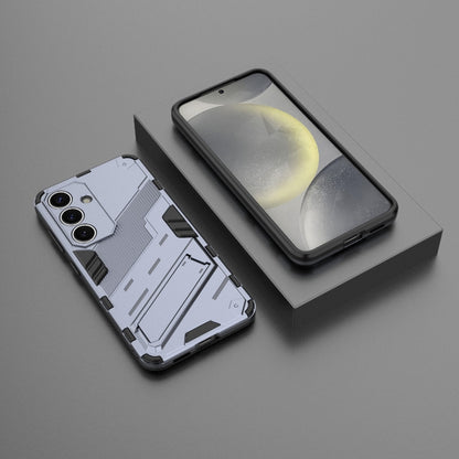 For Samsung Galaxy S25 5G Punk Armor 2 in 1 PC + TPU Shockproof Phone Case with Invisible Holder(Grey) - Galaxy S25 5G Cases by PMC Jewellery | Online Shopping South Africa | PMC Jewellery | Buy Now Pay Later Mobicred