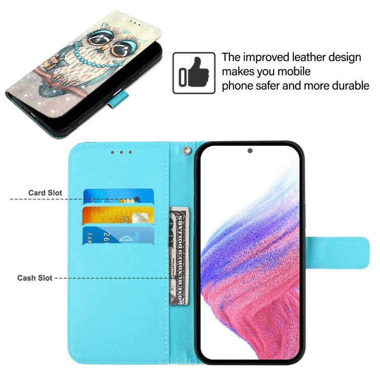 For Blackview A52 3D Painting Horizontal Flip Leather Phone Case(Grey Owl) - More Brand by PMC TechLife | Online Shopping South Africa | PMC TechLife | Buy Now Pay Later Mobicred