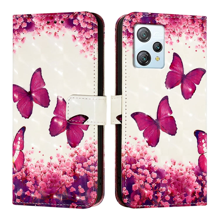 For Blackview A53 3D Painting Horizontal Flip Leather Phone Case(Rose Butterfly) - More Brand by PMC Jewellery | Online Shopping South Africa | PMC Jewellery | Buy Now Pay Later Mobicred