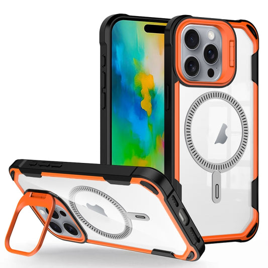 For iPhone 16 Pro Transparent Acrylic MagSafe Lens Holder Phone Case(Orange) - iPhone 16 Pro Cases by PMC Jewellery | Online Shopping South Africa | PMC Jewellery | Buy Now Pay Later Mobicred