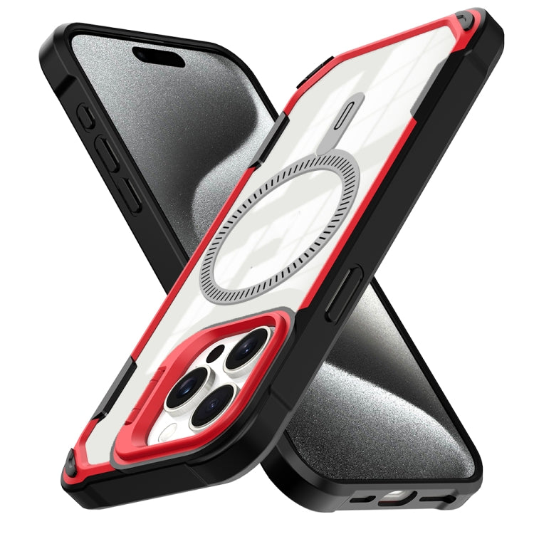 For iPhone 16 Plus Transparent Acrylic MagSafe Lens Holder Phone Case(Red) - iPhone 16 Plus Cases by PMC TechLife | Online Shopping South Africa | PMC TechLife | Buy Now Pay Later Mobicred
