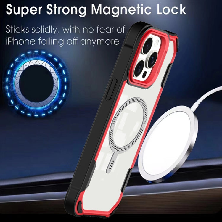 For iPhone 16 Plus Transparent Acrylic MagSafe Lens Holder Phone Case(Red) - iPhone 16 Plus Cases by PMC TechLife | Online Shopping South Africa | PMC TechLife | Buy Now Pay Later Mobicred