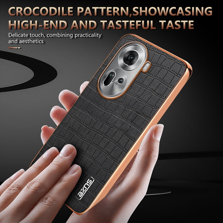 For OPPO Reno11 Global AZNS Electroplated Frame Crocodile Texture Full Coverage Phone Case(Black) - Reno11 Cases by AZNS | Online Shopping South Africa | PMC Jewellery | Buy Now Pay Later Mobicred