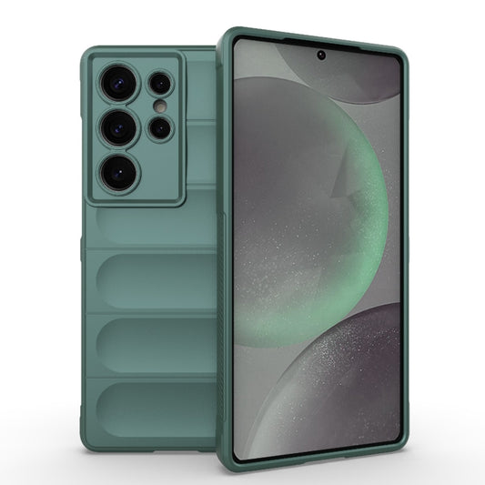 For Samsung Galaxy S25 Ultra 5G Magic Shield TPU + Flannel Phone Case(Dark Green) - Galaxy S25 Ultra 5G Cases by PMC Jewellery | Online Shopping South Africa | PMC Jewellery | Buy Now Pay Later Mobicred