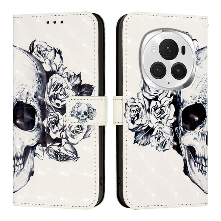 For Honor Magic6 Pro Global 3D Painting Horizontal Flip Leather Phone Case(Skull) - Honor Cases by PMC Jewellery | Online Shopping South Africa | PMC Jewellery | Buy Now Pay Later Mobicred