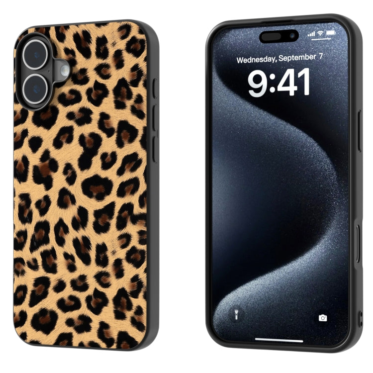 For iPhone 16 Plus Black Frame Leopard Phone Case(Leopard Print) - iPhone 16 Plus Cases by PMC Jewellery | Online Shopping South Africa | PMC Jewellery | Buy Now Pay Later Mobicred