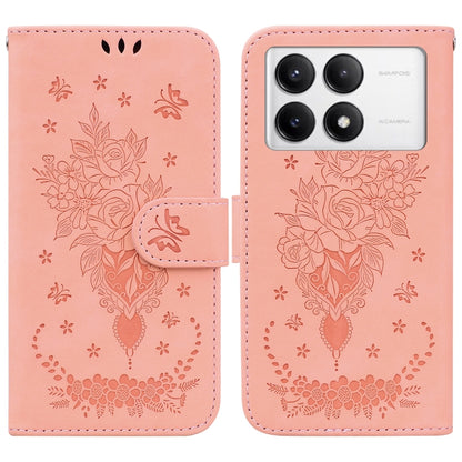 For Redmi K70 / K70 Pro Butterfly Rose Embossed Leather Phone Case(Pink) - K70 Cases by PMC Jewellery | Online Shopping South Africa | PMC Jewellery | Buy Now Pay Later Mobicred