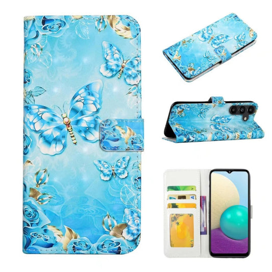 For Samsung Galaxy S25 5G Oil Embossed 3D Drawing Leather Phone Case(Blue Butterflies) - Galaxy S25 5G Cases by PMC Jewellery | Online Shopping South Africa | PMC Jewellery | Buy Now Pay Later Mobicred