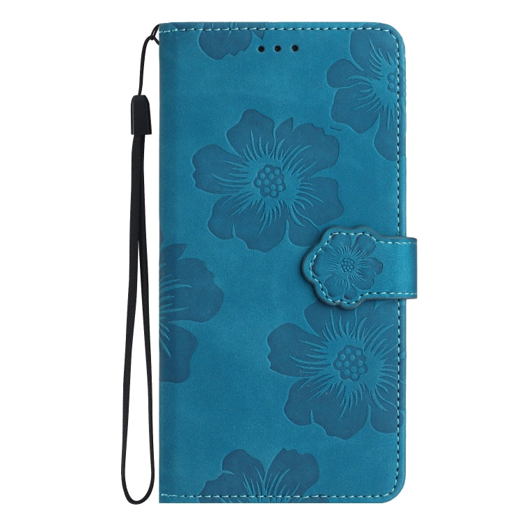 For Samsung Galaxy S25+ 5G Flower Embossing Pattern Leather Phone Case(Blue) - Galaxy S25+ 5G Cases by PMC Jewellery | Online Shopping South Africa | PMC Jewellery | Buy Now Pay Later Mobicred