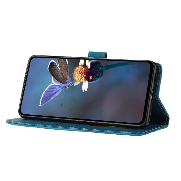 For Samsung Galaxy S25+ 5G Flower Embossing Pattern Leather Phone Case(Blue) - Galaxy S25+ 5G Cases by PMC Jewellery | Online Shopping South Africa | PMC Jewellery | Buy Now Pay Later Mobicred