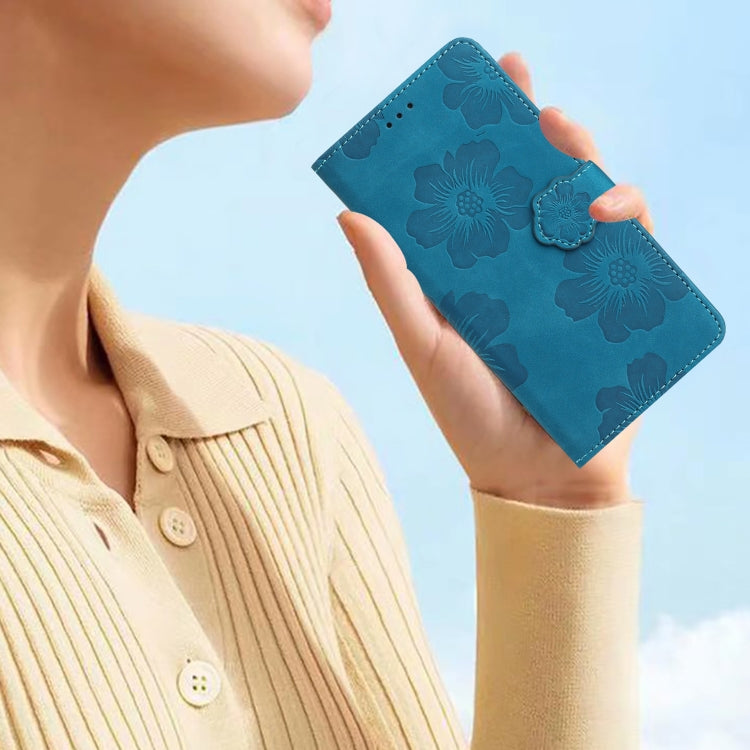 For Samsung Galaxy S25+ 5G Flower Embossing Pattern Leather Phone Case(Blue) - Galaxy S25+ 5G Cases by PMC Jewellery | Online Shopping South Africa | PMC Jewellery | Buy Now Pay Later Mobicred