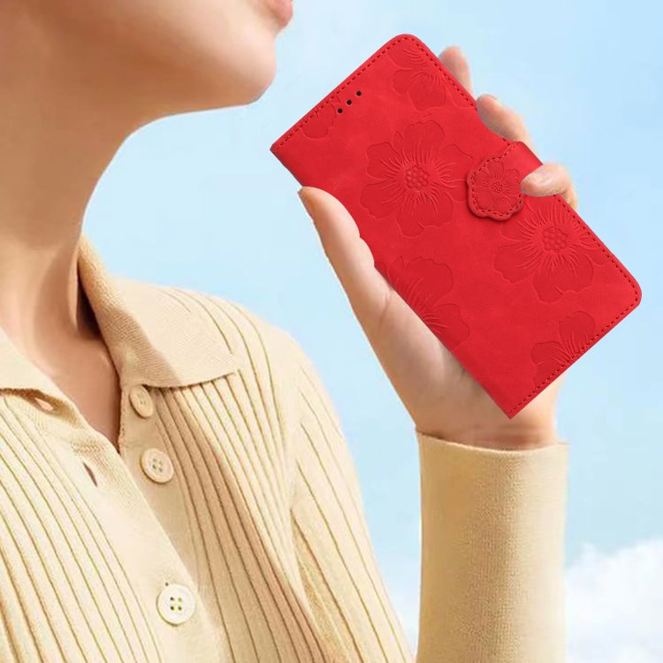 For Samsung Galaxy S25+ 5G Flower Embossing Pattern Leather Phone Case(Red) - Galaxy S25+ 5G Cases by PMC Jewellery | Online Shopping South Africa | PMC Jewellery | Buy Now Pay Later Mobicred