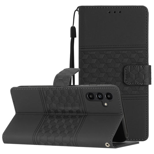 For Samsung Galaxy S25 5G Diamond Embossed Skin Feel Leather Phone Case(Black) - Galaxy S25 5G Cases by PMC Jewellery | Online Shopping South Africa | PMC Jewellery | Buy Now Pay Later Mobicred