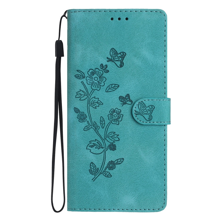 For Samsung Galaxy S25 5G Flower Butterfly Embossing Pattern Leather Phone Case(Sky Blue) - Galaxy S25 5G Cases by PMC Jewellery | Online Shopping South Africa | PMC Jewellery | Buy Now Pay Later Mobicred