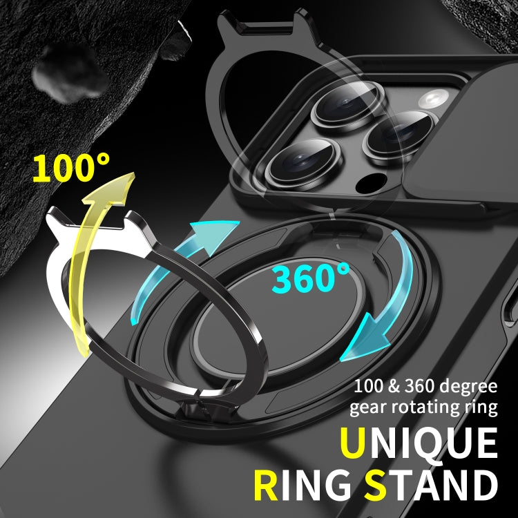 For iPhone 16 Plus Sliding Camshield Ring Holder Phone Case(Black) - iPhone 16 Plus Cases by PMC TechLife | Online Shopping South Africa | PMC TechLife | Buy Now Pay Later Mobicred