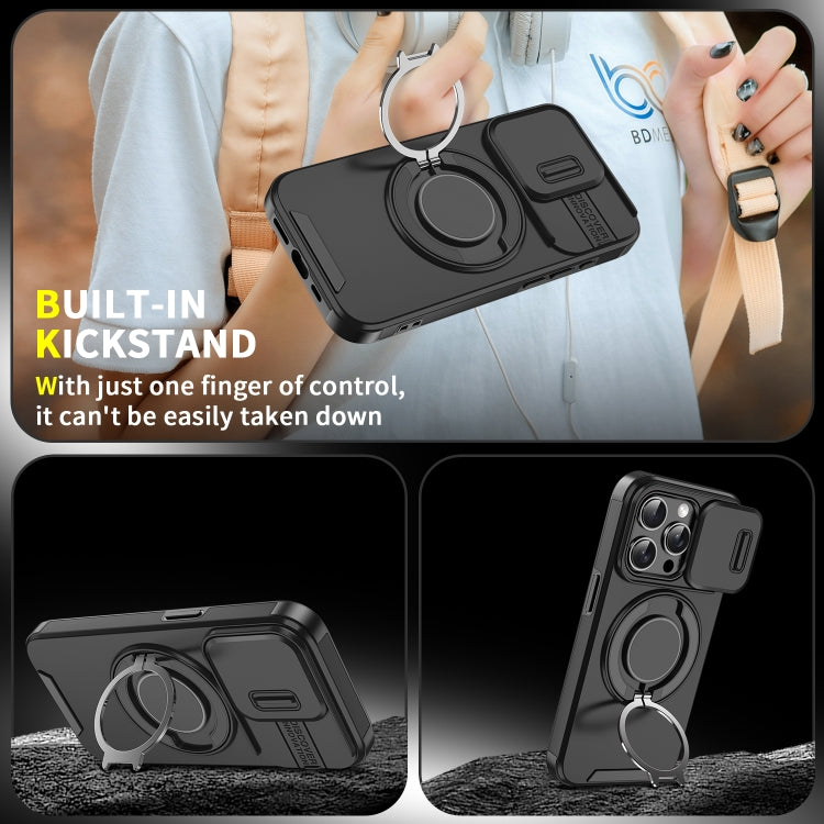 For iPhone 16 Pro Sliding Camshield Ring Holder Phone Case(Orange) - iPhone 16 Pro Cases by PMC TechLife | Online Shopping South Africa | PMC TechLife | Buy Now Pay Later Mobicred