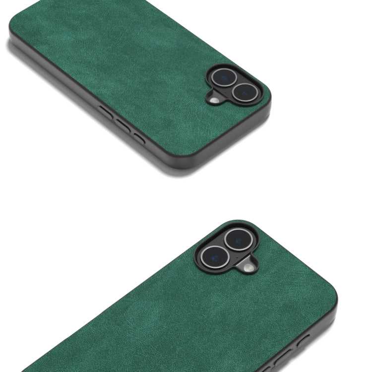 For iPhone 16 Black Frame PU Leather Full Coverage Phone Case(Green) - iPhone 16 Cases by PMC Jewellery | Online Shopping South Africa | PMC Jewellery | Buy Now Pay Later Mobicred