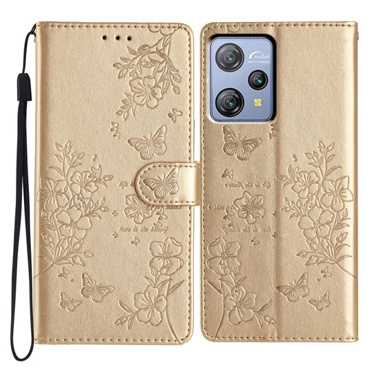 For Blackview A53 / A53 Pro Butterfly Love Flower Embossed Leather Phone Case(Gold) - More Brand by PMC Jewellery | Online Shopping South Africa | PMC Jewellery | Buy Now Pay Later Mobicred