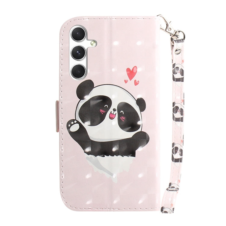 For Samsung Galaxy S25 5G 3D Colored Horizontal Flip Leather Phone Case(Heart Panda) - Galaxy S25 5G Cases by PMC Jewellery | Online Shopping South Africa | PMC Jewellery | Buy Now Pay Later Mobicred