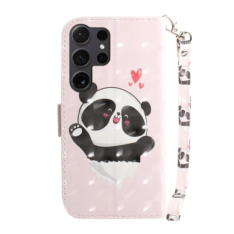 For Samsung Galaxy S25 Ultra 5G 3D Colored Horizontal Flip Leather Phone Case(Heart Panda) - Galaxy S25 Ultra 5G Cases by PMC Jewellery | Online Shopping South Africa | PMC Jewellery | Buy Now Pay Later Mobicred