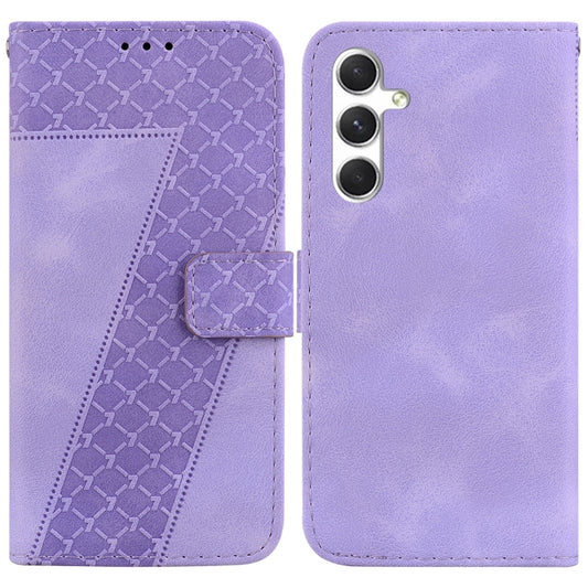 For Samsung Galaxy S25 5G Seven-shaped Embossed Leather Phone Case(Purple) - Galaxy S25 5G Cases by PMC Jewellery | Online Shopping South Africa | PMC Jewellery | Buy Now Pay Later Mobicred