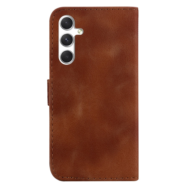 For Samsung Galaxy S25 5G Seven-shaped Embossed Leather Phone Case(Brown) - Galaxy S25 5G Cases by PMC Jewellery | Online Shopping South Africa | PMC Jewellery | Buy Now Pay Later Mobicred