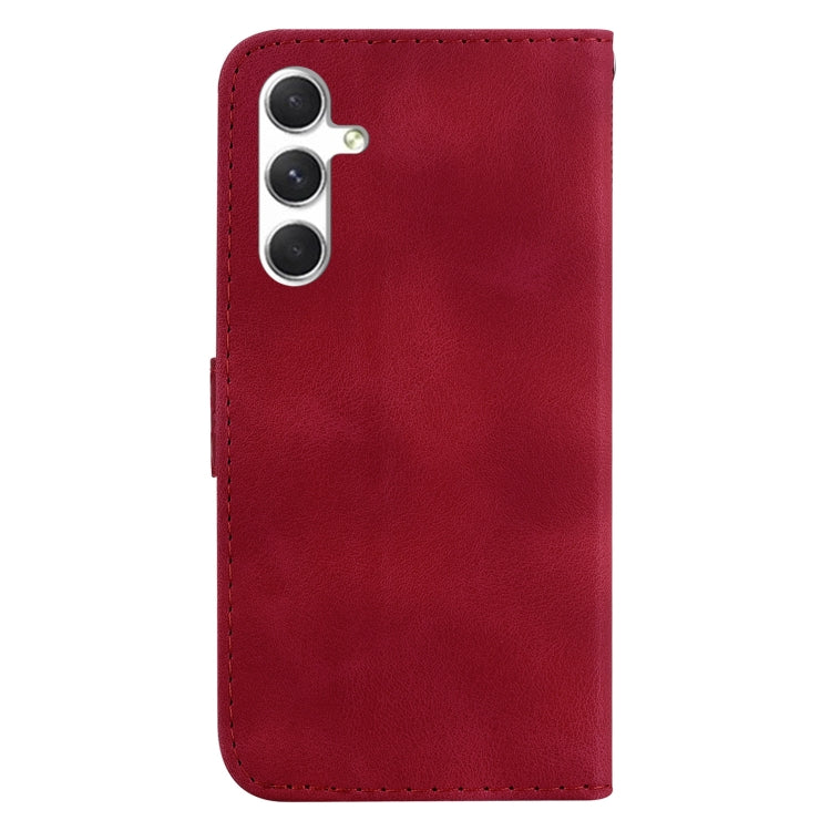 For Samsung Galaxy S25 5G Seven-shaped Embossed Leather Phone Case(Red) - Galaxy S25 5G Cases by PMC Jewellery | Online Shopping South Africa | PMC Jewellery | Buy Now Pay Later Mobicred