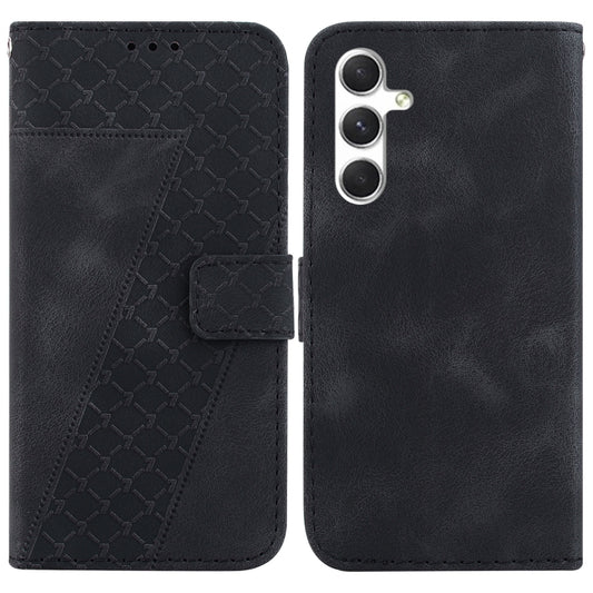 For Samsung Galaxy S25 5G Seven-shaped Embossed Leather Phone Case(Black) - Galaxy S25 5G Cases by PMC Jewellery | Online Shopping South Africa | PMC Jewellery | Buy Now Pay Later Mobicred