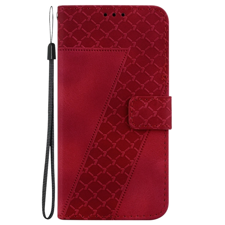 For Samsung Galaxy S25+ 5G Seven-shaped Embossed Leather Phone Case(Red) - Galaxy S25+ 5G Cases by PMC Jewellery | Online Shopping South Africa | PMC Jewellery | Buy Now Pay Later Mobicred