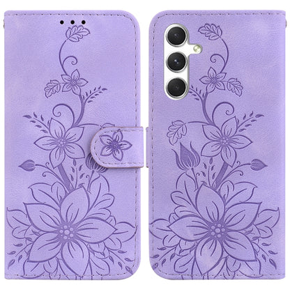 For Samsung Galaxy S25 5G Lily Embossed Leather Phone Case(Purple) - Galaxy S25 5G Cases by PMC Jewellery | Online Shopping South Africa | PMC Jewellery | Buy Now Pay Later Mobicred