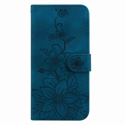 For Samsung Galaxy S25 5G Lily Embossed Leather Phone Case(Dark Blue) - Galaxy S25 5G Cases by PMC Jewellery | Online Shopping South Africa | PMC Jewellery | Buy Now Pay Later Mobicred