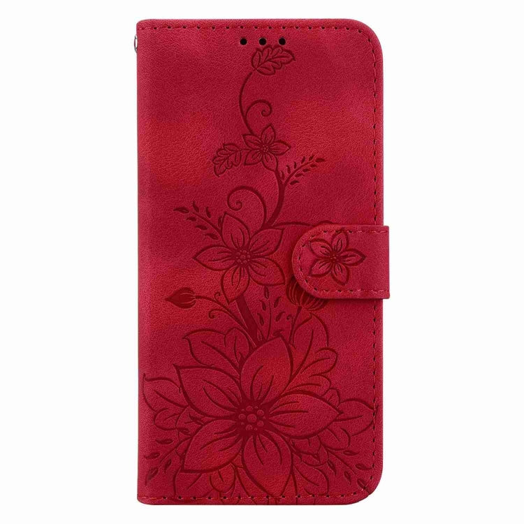 For Samsung Galaxy S25+ 5G Lily Embossed Leather Phone Case(Red) - Galaxy S25+ 5G Cases by PMC Jewellery | Online Shopping South Africa | PMC Jewellery | Buy Now Pay Later Mobicred