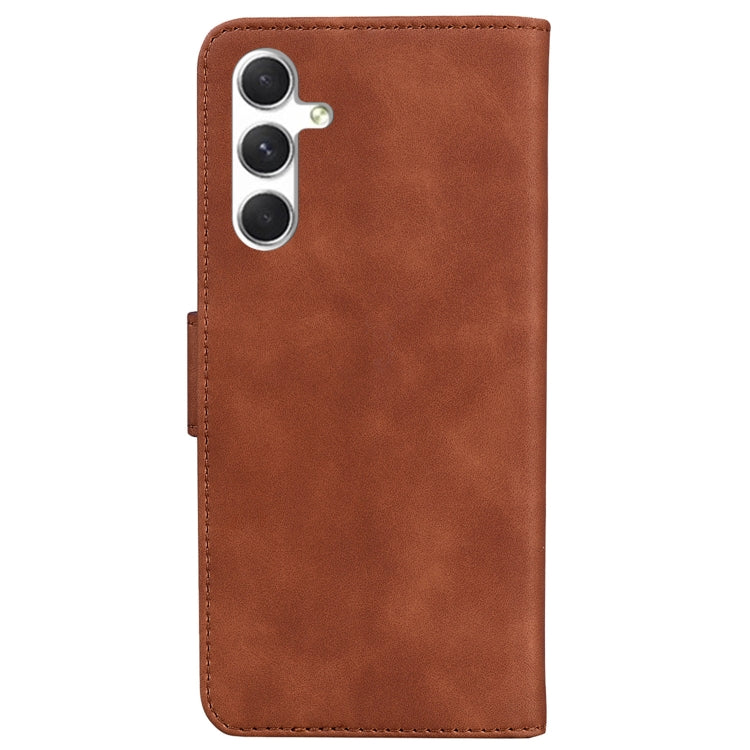 For Samsung Galaxy S25 5G Skin Feel Pure Color Flip Leather Phone Case(Brown) - Galaxy S25 5G Cases by PMC Jewellery | Online Shopping South Africa | PMC Jewellery | Buy Now Pay Later Mobicred