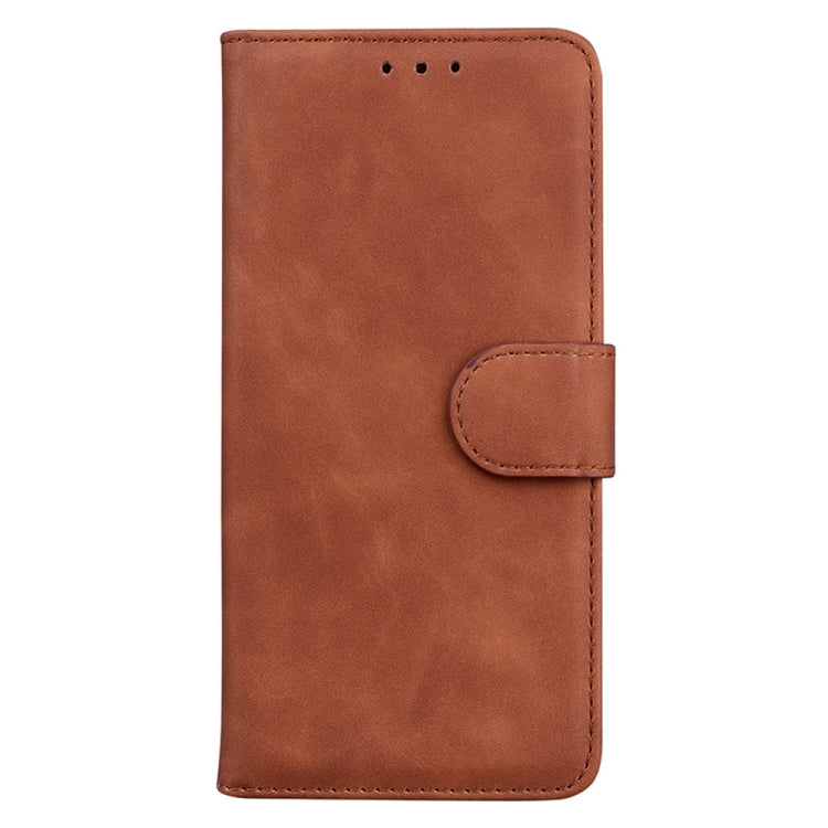 For Samsung Galaxy S25+ 5G Skin Feel Pure Color Flip Leather Phone Case(Brown) - Galaxy S25+ 5G Cases by PMC Jewellery | Online Shopping South Africa | PMC Jewellery | Buy Now Pay Later Mobicred