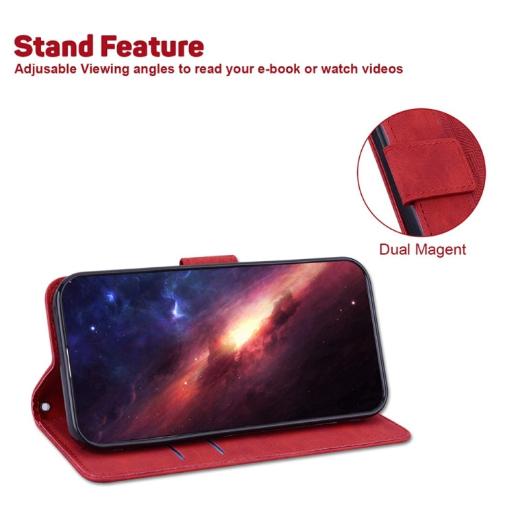 For Samsung Galaxy S25 5G Geometric Embossed Leather Phone Case(Red) - Galaxy S25 5G Cases by PMC Jewellery | Online Shopping South Africa | PMC Jewellery | Buy Now Pay Later Mobicred