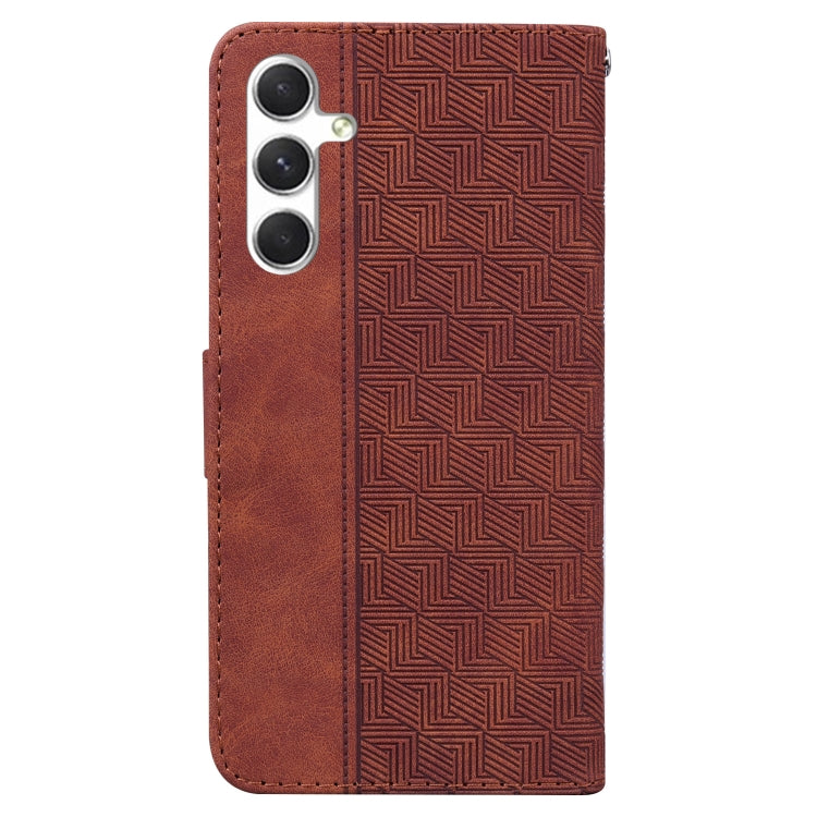 For Samsung Galaxy S25+ 5G Geometric Embossed Leather Phone Case(Brown) - Galaxy S25+ 5G Cases by PMC Jewellery | Online Shopping South Africa | PMC Jewellery | Buy Now Pay Later Mobicred