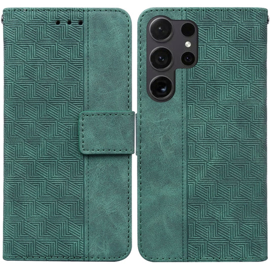 For Samsung Galaxy S25 Ultra 5G Geometric Embossed Leather Phone Case(Green) - Galaxy S25 Ultra 5G Cases by PMC Jewellery | Online Shopping South Africa | PMC Jewellery | Buy Now Pay Later Mobicred