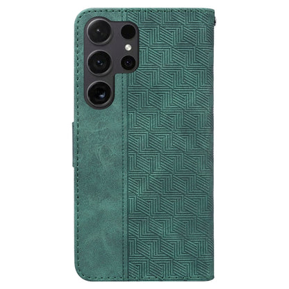 For Samsung Galaxy S25 Ultra 5G Geometric Embossed Leather Phone Case(Green) - Galaxy S25 Ultra 5G Cases by PMC Jewellery | Online Shopping South Africa | PMC Jewellery | Buy Now Pay Later Mobicred