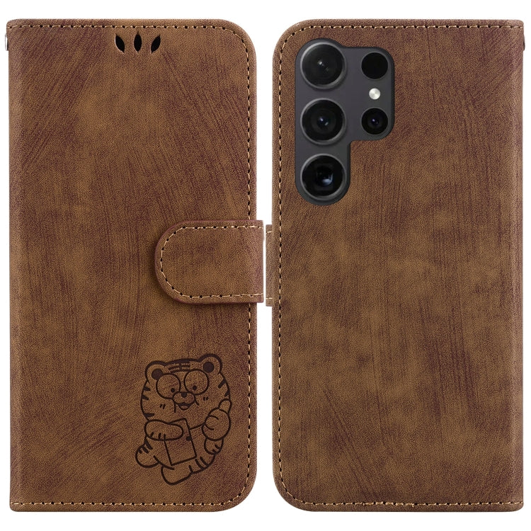 For Samsung Galaxy S25 Ultra 5G Little Tiger Embossed Leather Phone Case(Brown) - Galaxy S24 Ultra 5G Cases by PMC Jewellery | Online Shopping South Africa | PMC Jewellery | Buy Now Pay Later Mobicred