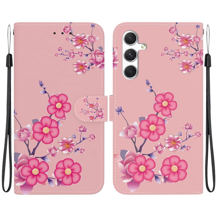 For Samsung Galaxy S25 5G Crystal Texture Colored Drawing Leather Phone Case(Cherry Blossoms) - Galaxy S25 5G Cases by PMC Jewellery | Online Shopping South Africa | PMC Jewellery | Buy Now Pay Later Mobicred